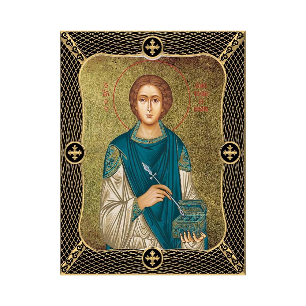 Saint Panteleimon with Grid Frame