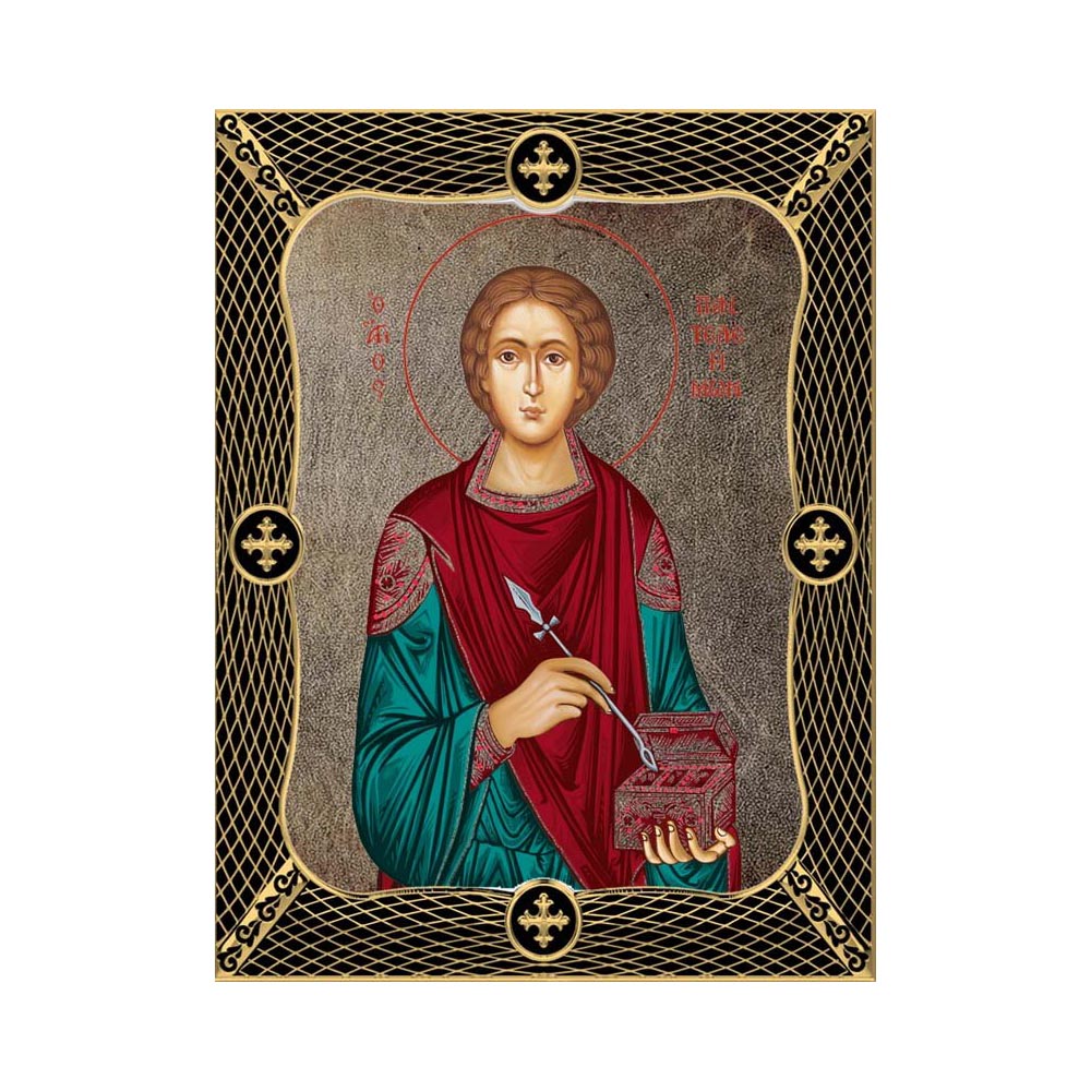 Saint Panteleimon with Grid Frame