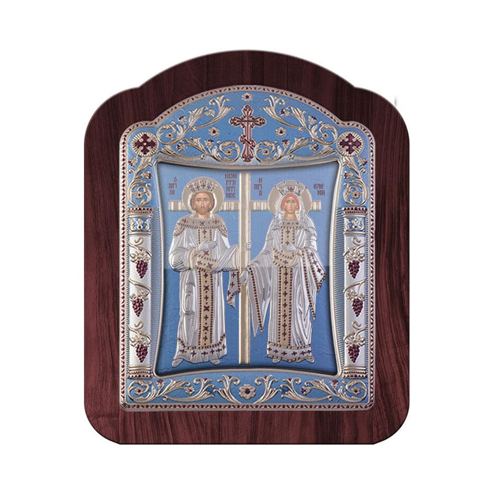 Αγιος Κωνσταντίνος και Αγία Ελένη με Κλασικό Κανονικό Στεφάνι και Τζάμι