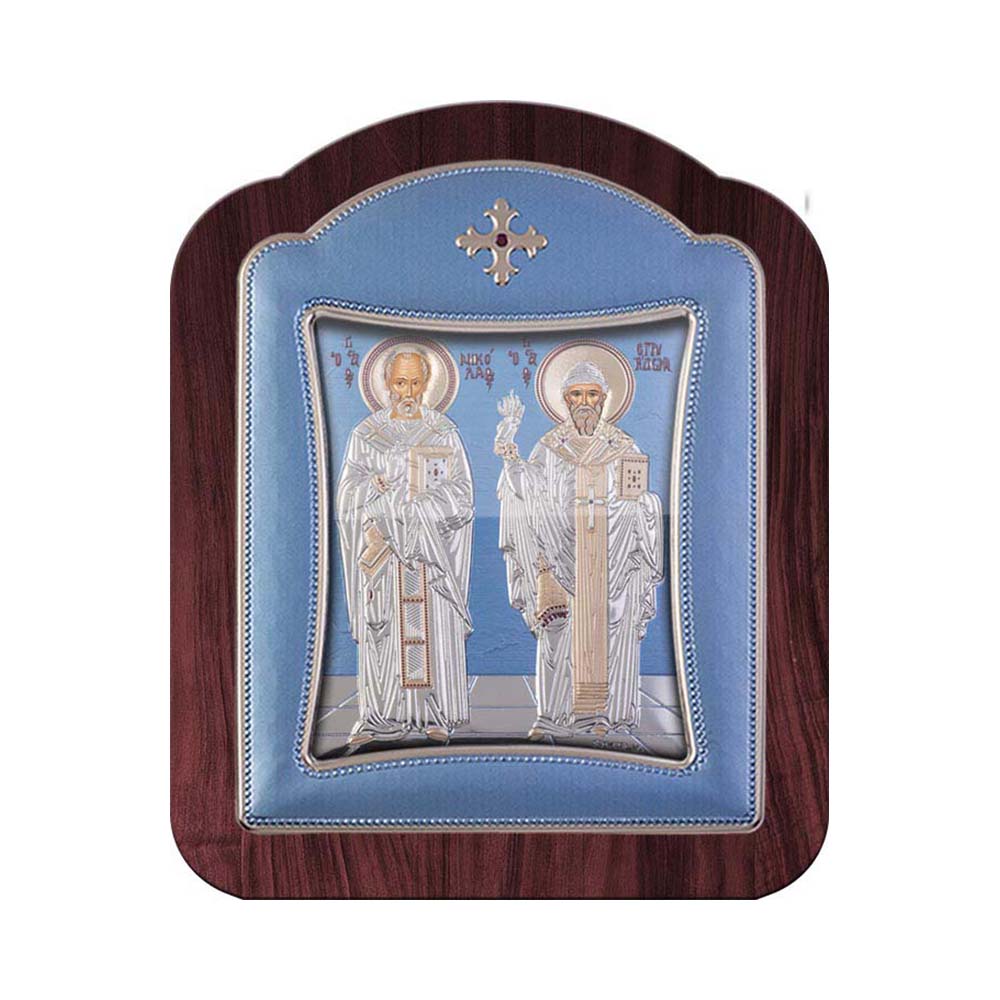 Αγιος Σπυρίδων και Άγιος Νικόλαος με Μοντέρνο Κανονικό Στεφάνι και Τζάμι