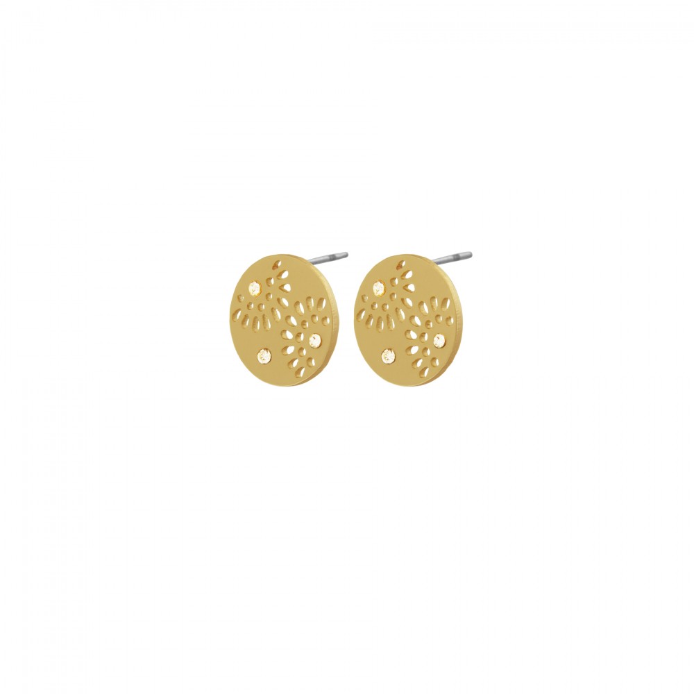 Σκουλαρίκια Daisy επιπλατινωμένα με Χρυσό 14Κ