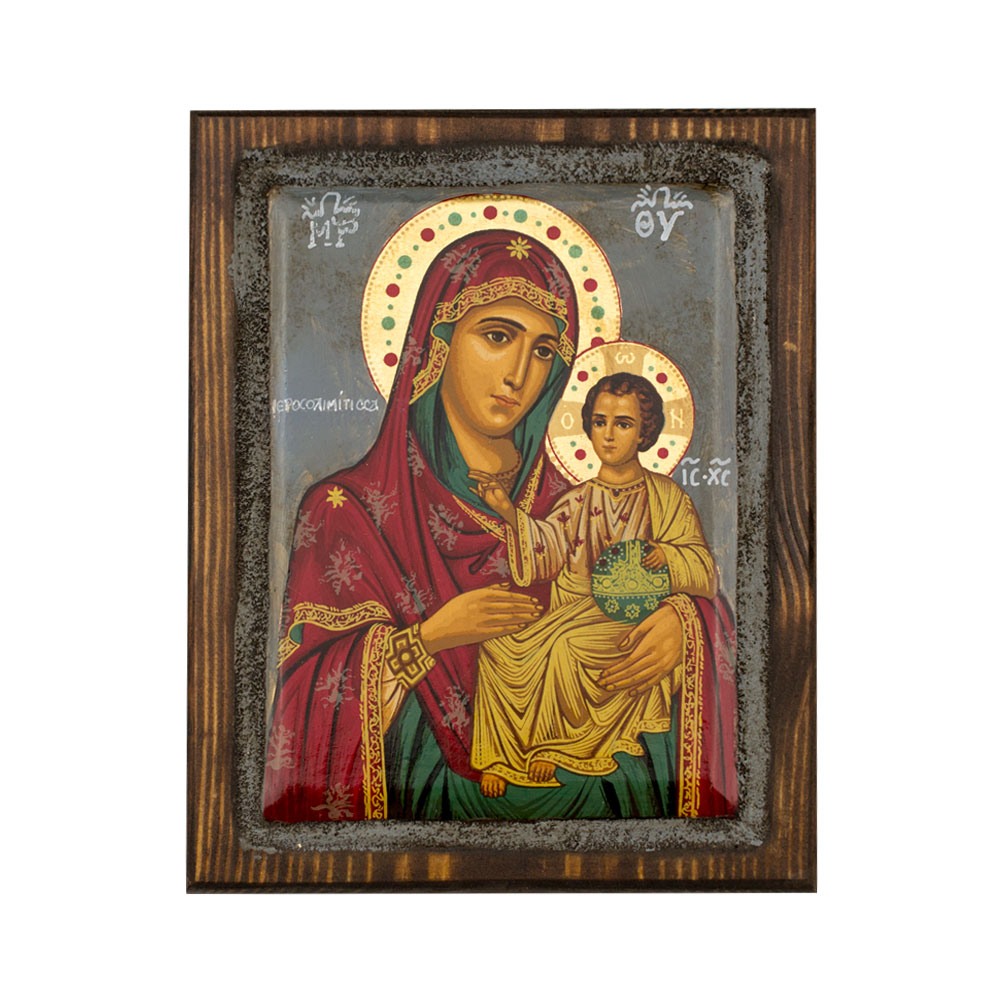 Virgin Mary Of Jerusalem in Vintage style with Aging
