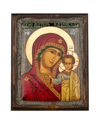 Virgin Mary Of Kazan in Vintage style with Aging