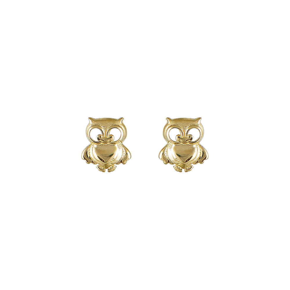 Stud Owl Earrings in Gold 9K