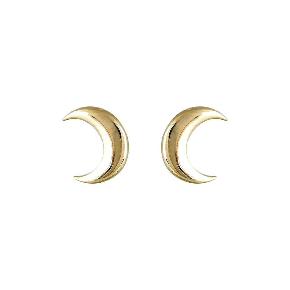 Stud Moon Earrings in Gold 9K