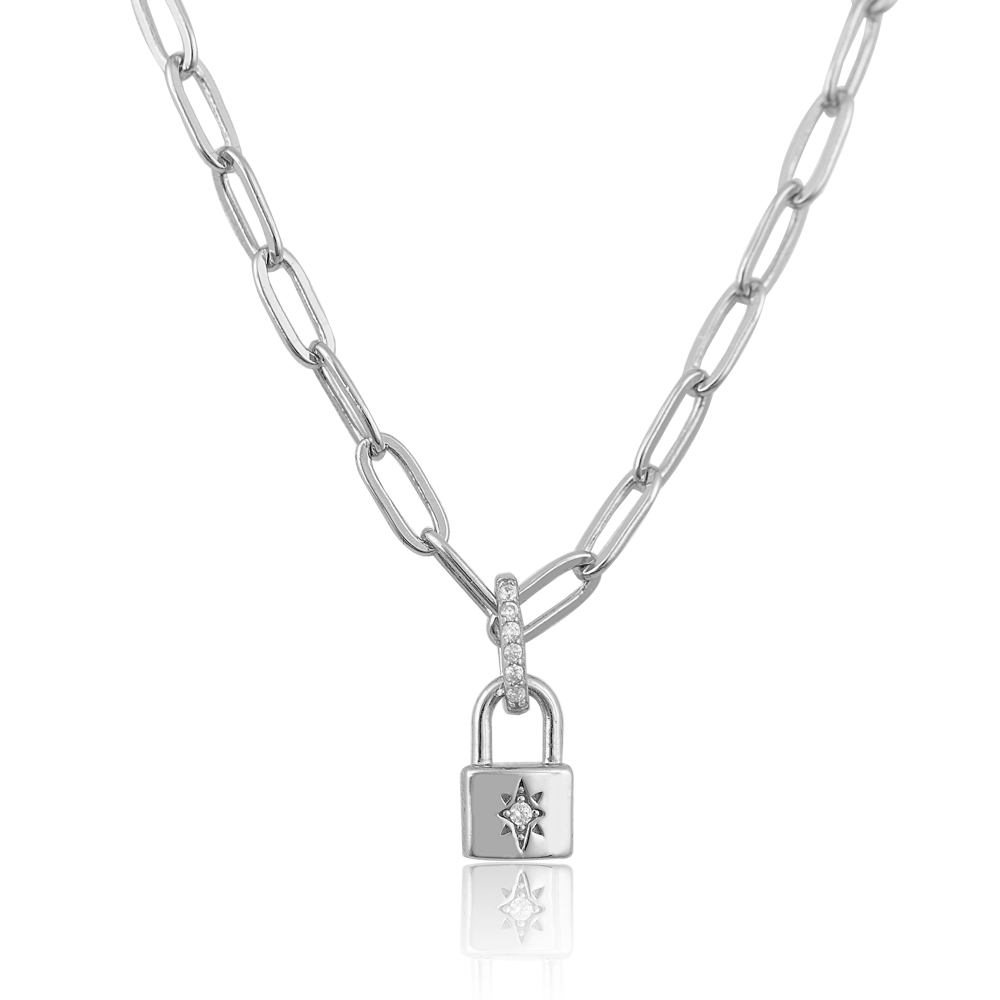 Padlock Necklace in Silver 925