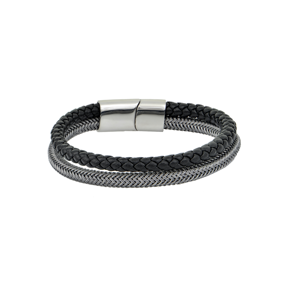 Men's Double Bracelet in Stainless Steel