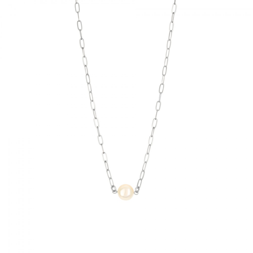 Audrey Mini Link Necklace Silver Plating