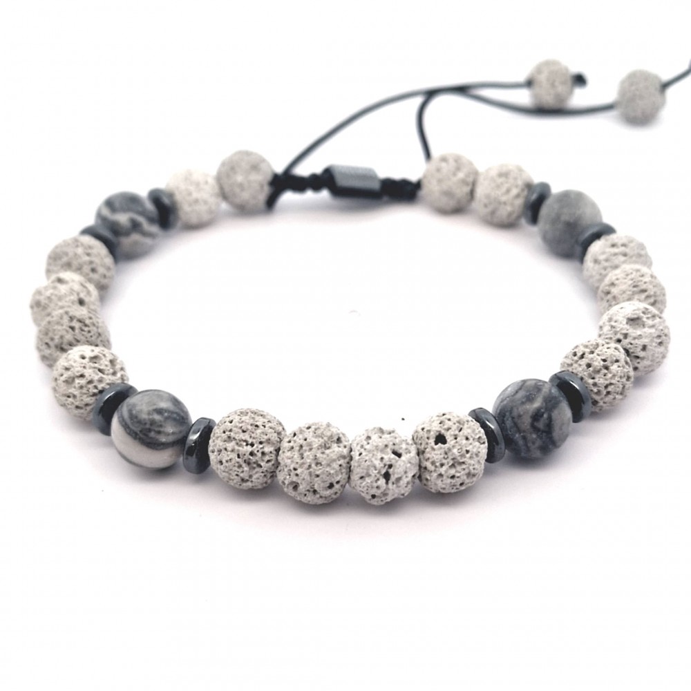 Men's handmade bracelet made of semi-precious stones